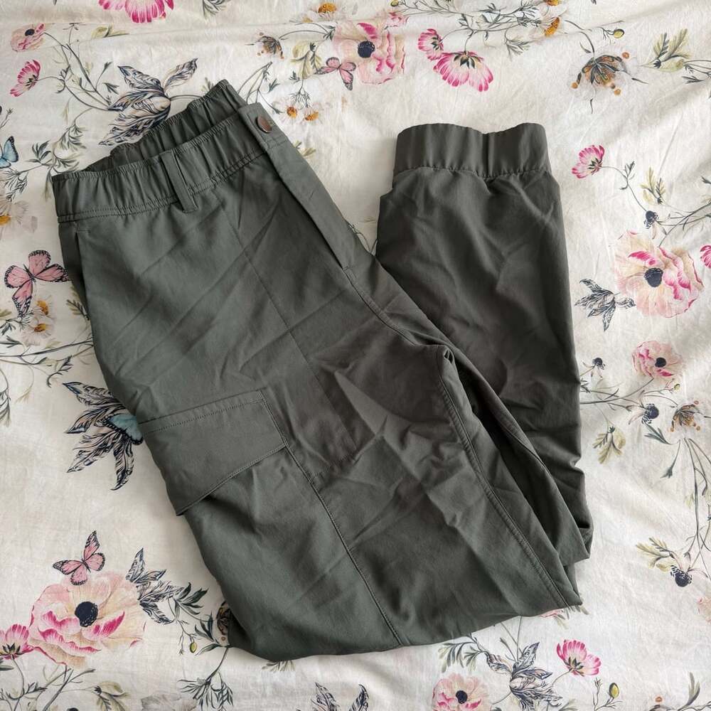 Lululemon Olive Green Cargo Joggers with Elastic Waist and Cuffs